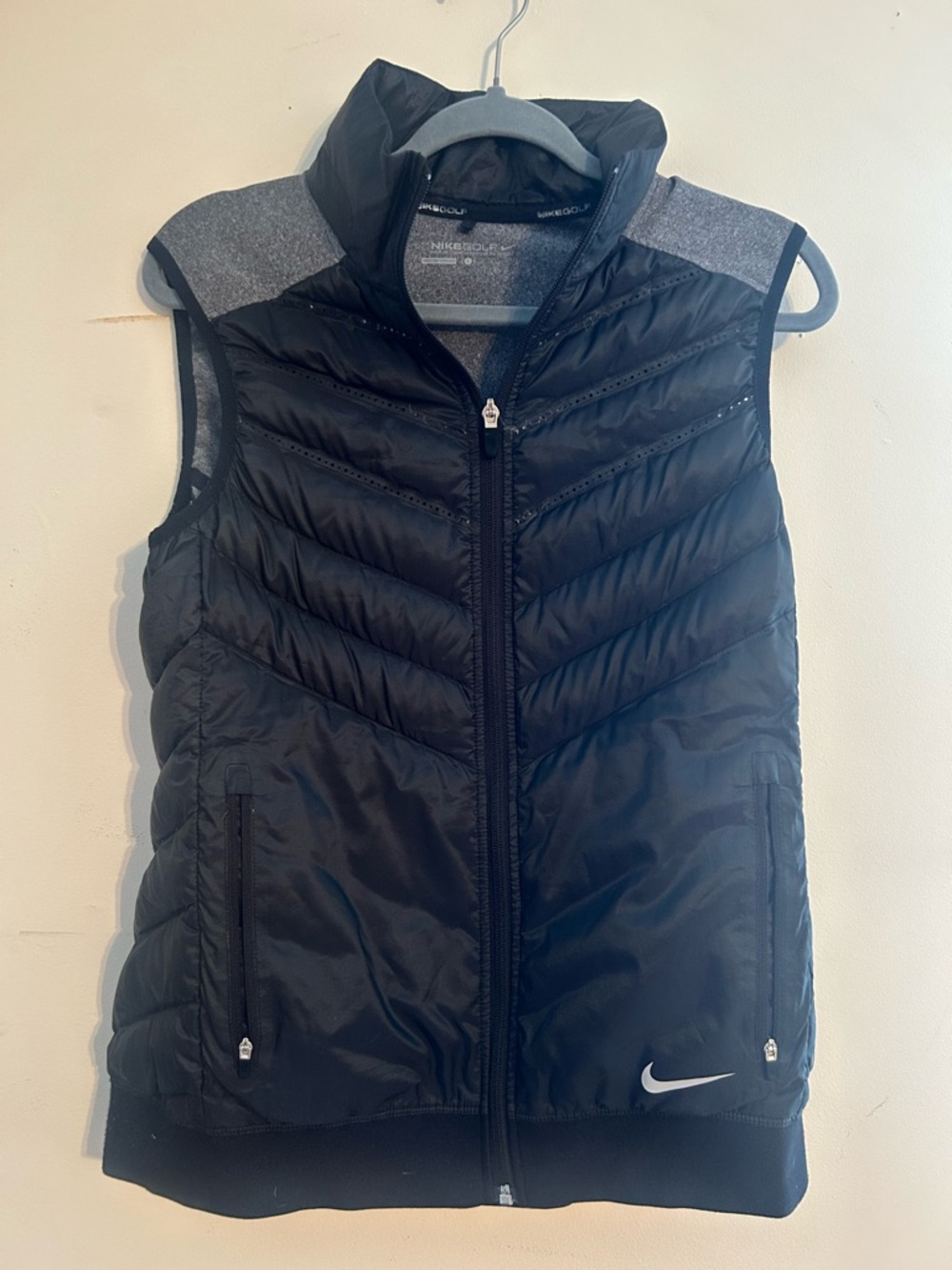 Nike Black Quilted Golf Vest with High Neck
